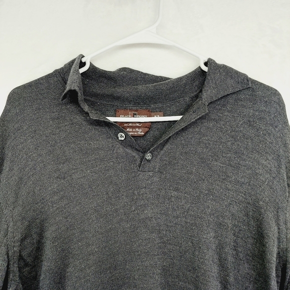 Black Brown 1826 Fine Knit Merino Wool Collared 1/4 Button Sweater P4157 - Picture 2 of 6